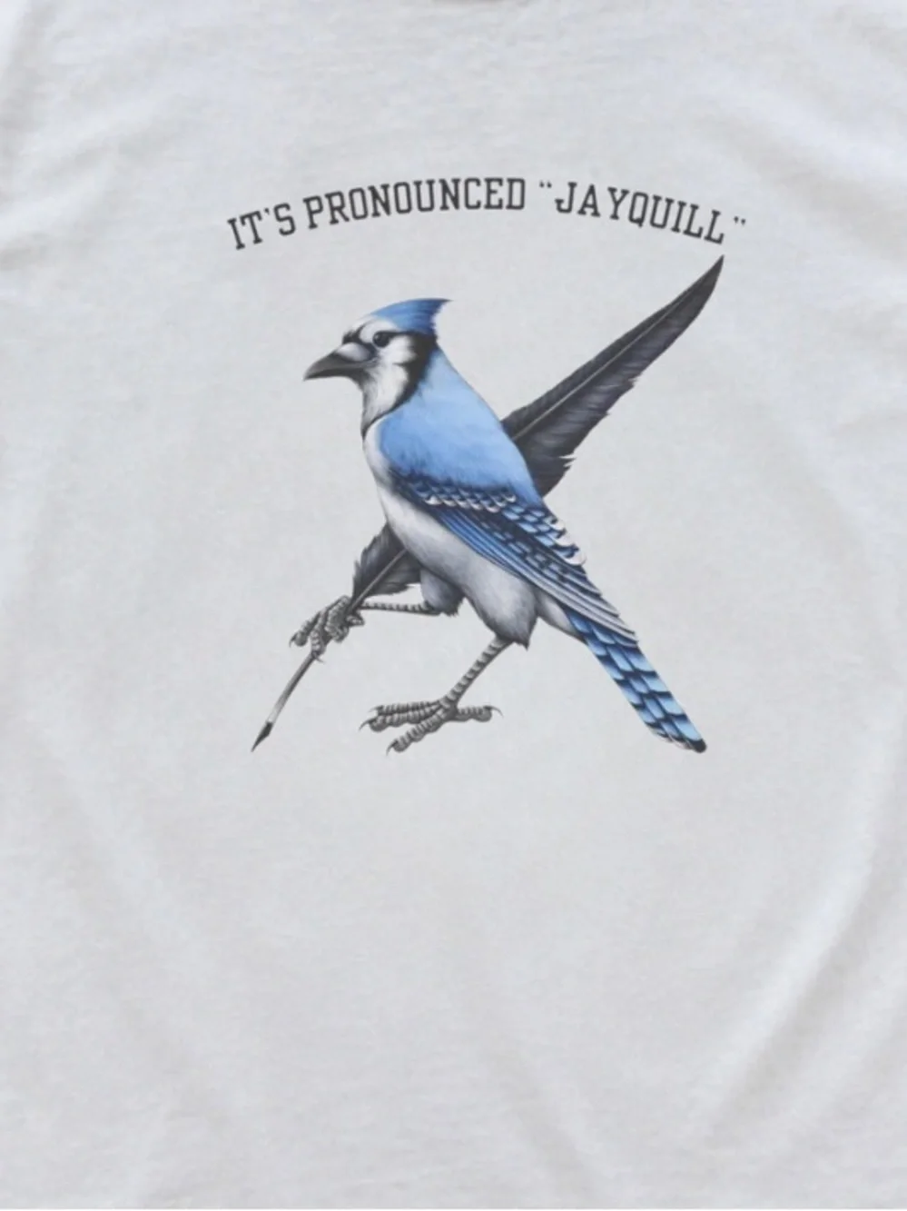 White Blue Jay Tee Classic Bird Graphic T-Shirt Vintage of 90s Size L Oversized